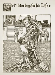 Sir Mador suplica por su vida, ilustración de 